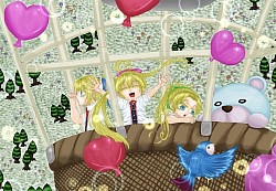 3つ子でお空の散歩-Triplets Taking a Walk in the Sky.