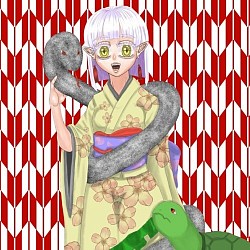 立ち絵のご依頼でした、玄武の女の子で擬人化ということで結構難産でしたが喜んでもらえました😊